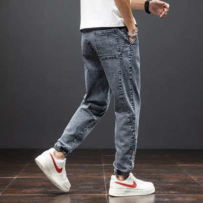 Spring Summer Black Blue Cargo Jeans Men - Streetwear Denim Jogger