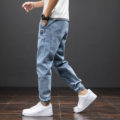 Spring Summer Black Blue Cargo Jeans Men - Streetwear Denim Jogger