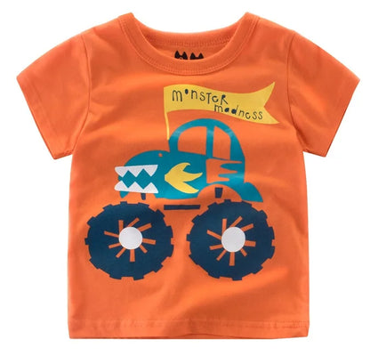 Boys' Cotton Cartoon Short Sleeve T-Shirt 2-8Y