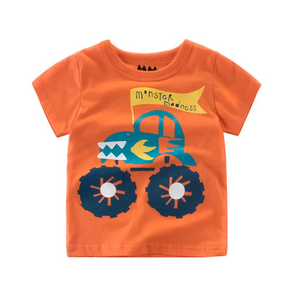 Boys' Cotton Cartoon Short Sleeve T-Shirt 2-8Y