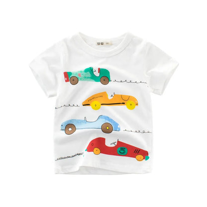 Boys' Cotton Cartoon Short Sleeve T-Shirt 2-8Y