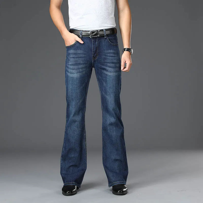 Men's Flared Boot Cut Jeans - Designer Classic High Waist