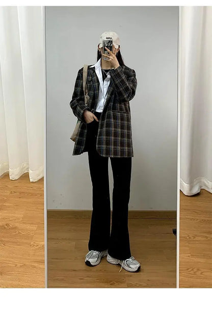High-Waist Bootcut Jeans - Brown & Black