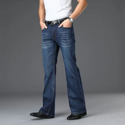Men's Flared Boot Cut Jeans - Designer Classic High Waist