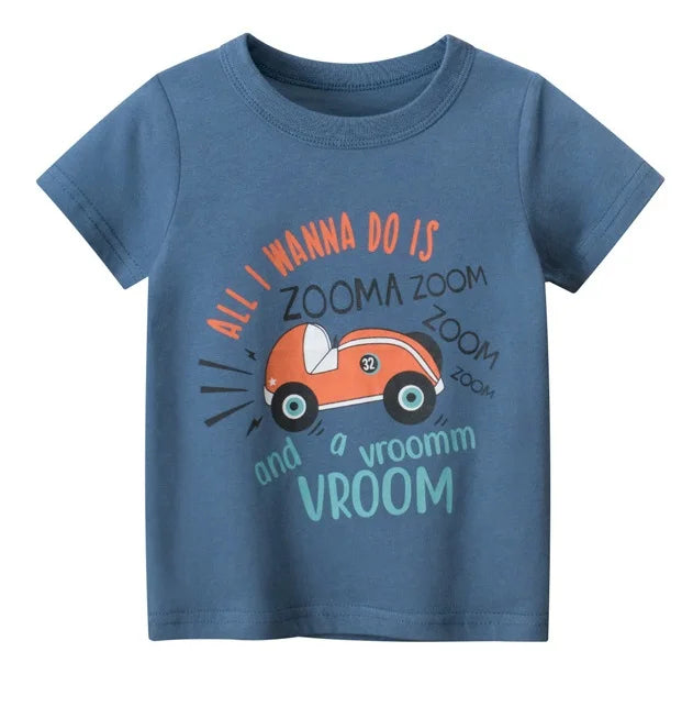 Boys' Cotton Cartoon Short Sleeve T-Shirt 2-8Y