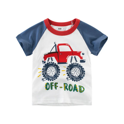 Boys' Cotton Cartoon Short Sleeve T-Shirt 2-8Y