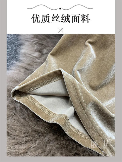 Women Velour Tank Crop Top - Korean Streetwear Camisole