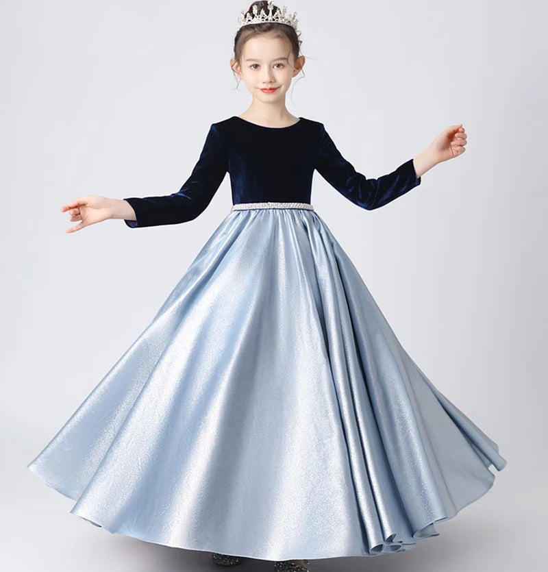 Girls' Long Sleeve Bridesmaid Wedding Pageant Gown