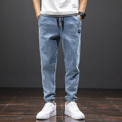 Spring Summer Black Blue Cargo Jeans Men - Streetwear Denim Jogger