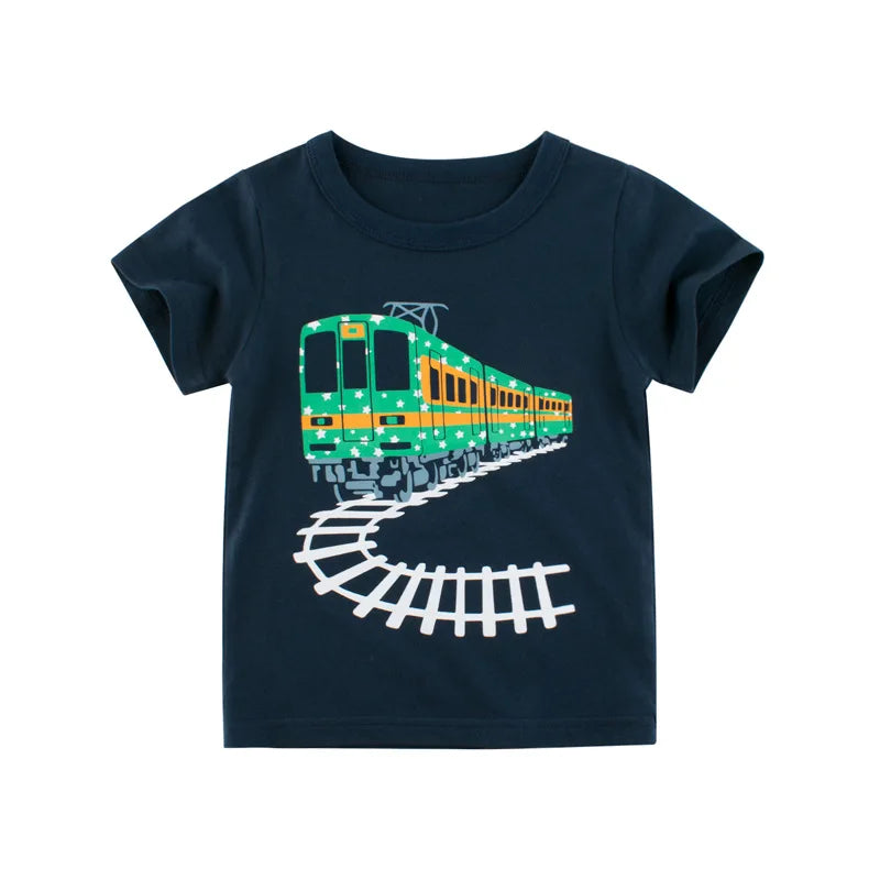 Boys' Cotton Cartoon Short Sleeve T-Shirt 2-8Y