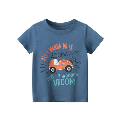 Boys' Cotton Cartoon Short Sleeve T-Shirt 2-8Y