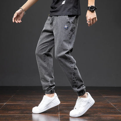 Spring Summer Black Blue Cargo Jeans Men - Streetwear Denim Jogger