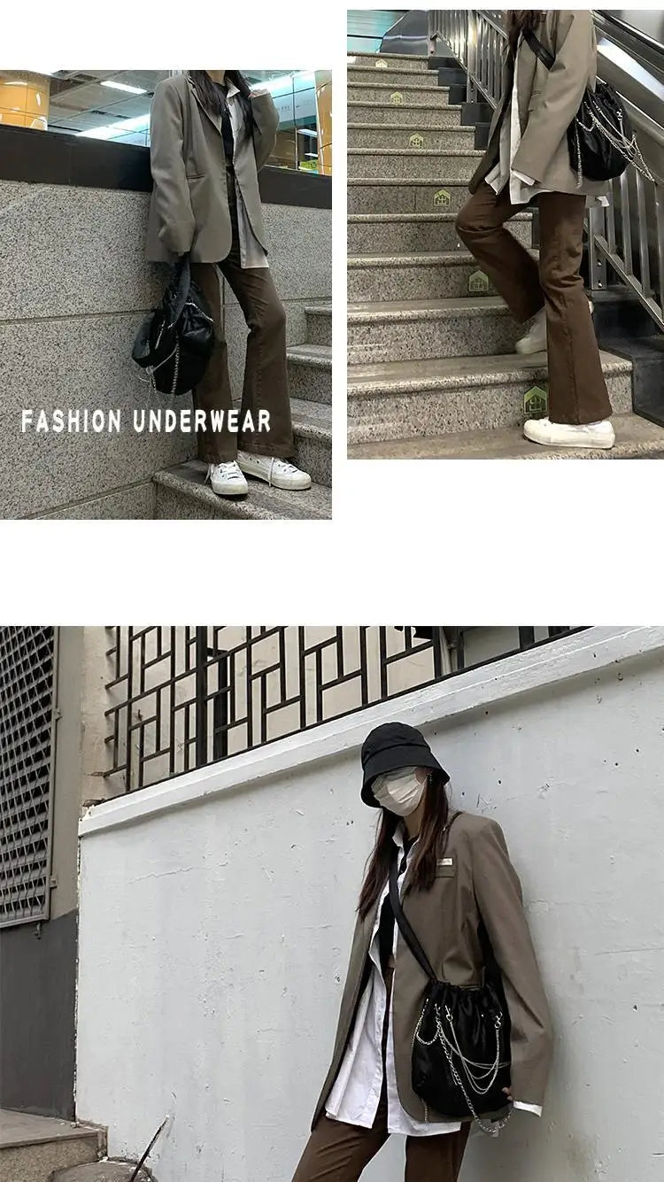 Jeans Women Denim Brown Fashion Boot Cut Spring Autumn High Waist