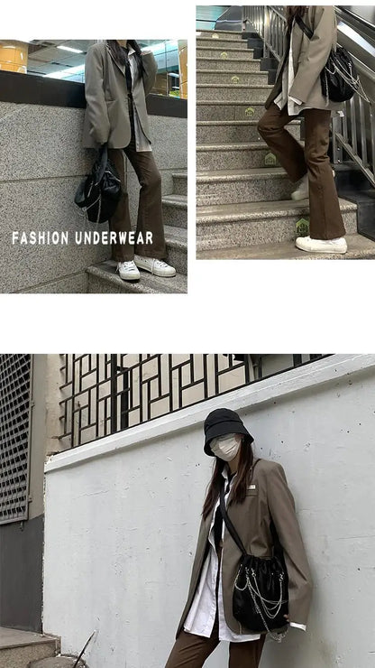 Jeans Women Denim Brown Fashion Boot Cut Spring Autumn High Waist