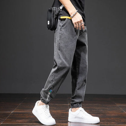 Spring Summer Black Blue Cargo Jeans Men - Streetwear Denim Jogger