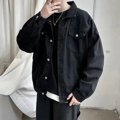 Qara Denim Qısa Pencək Kişilər üçün - Bomber Streetwear