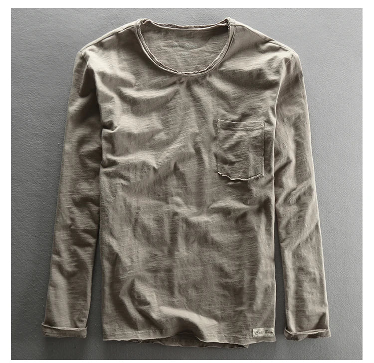 Men's Basic Cotton O-Neck Long Sleeve T-Shirt