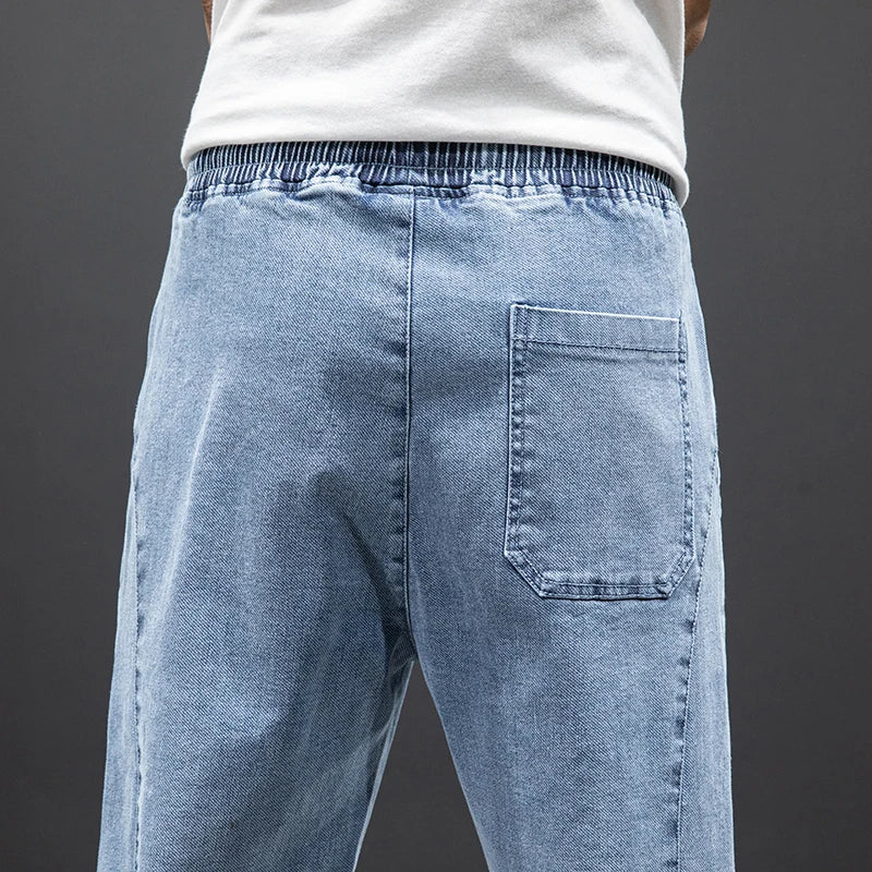 Spring Summer Black Blue Cargo Jeans Men - Streetwear Denim Jogger