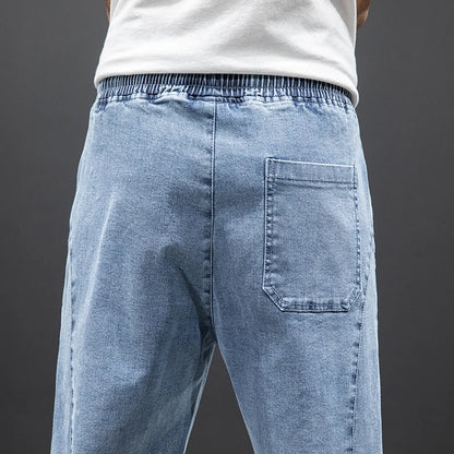 Spring Summer Black Blue Cargo Jeans Men - Streetwear Denim Jogger
