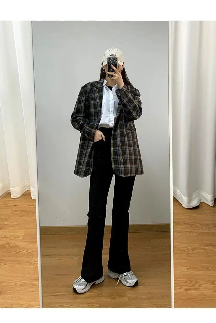 Jeans Women Denim Brown Fashion Boot Cut Spring Autumn High Waist