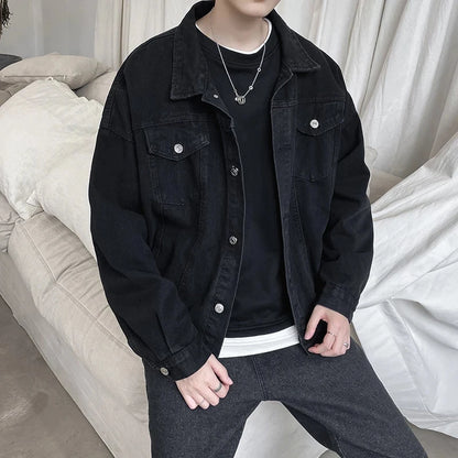 Qara Denim Qısa Pencək Kişilər üçün - Bomber Streetwear
