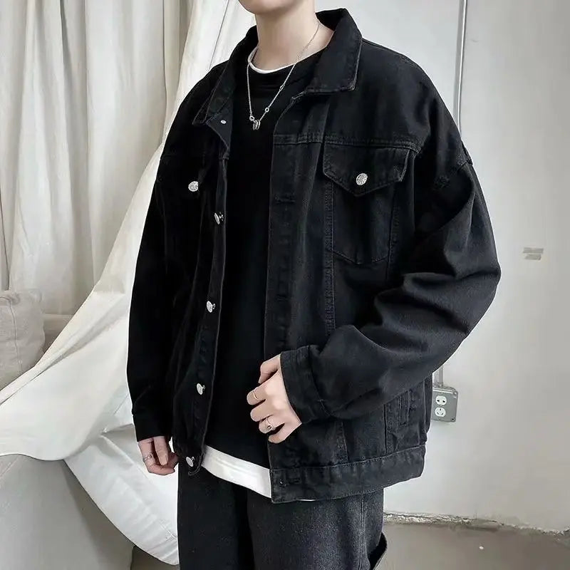 Qara Denim Qısa Pencək Kişilər üçün - Bomber Streetwear