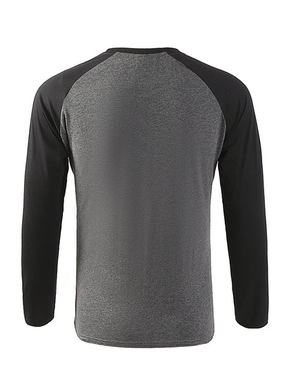 Men's T-shirts Long Sleeve O-neck Pactwork Casual Raglan Sleeves Color Matching for Men New Spring Autumn Tees Men Clothing Top