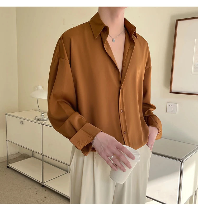 Men's Oversized Ice Silk Formal Shirt