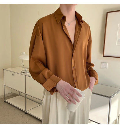 Men's Oversized Ice Silk Formal Shirt