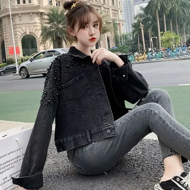 Women's Distressed Denim Jacket - Vintage Cowgirl Style