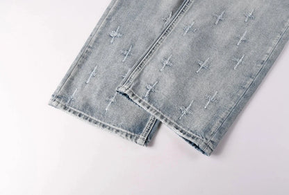 Men's Embroidered Straight-Leg Jeans