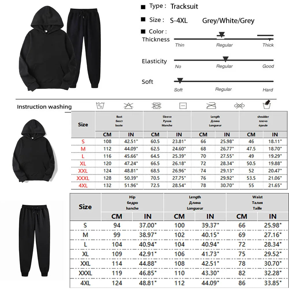 Men's Hoodie & Drawstring Pants Tracksuit Set