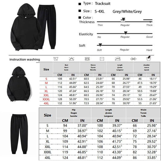 Men's Hoodie & Drawstring Pants Tracksuit Set
