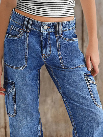 Women's Jeans Work Pants Multi-Pocket Straight Leg Comfort Style