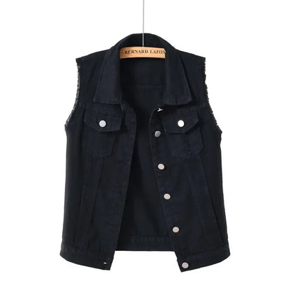Qadınlar üçün cins jilet, payız geyimləri, moda geyimləri, gündəlik vintage zərif qolsuz pencək