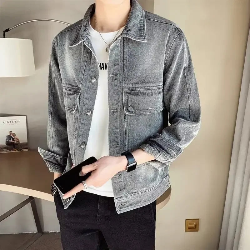 Men's Denim Jacket Short - Casual Slim Korean