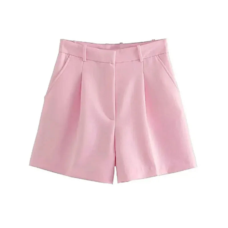 Women's Bermuda Shorts - Vintage High Waist Side Pocket Shorts