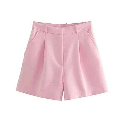 Women's Bermuda Shorts - Vintage High Waist Side Pocket Shorts