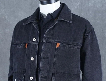 Men's Wool-Lined Denim Jacket - Winter