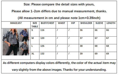 Women's Boho Denim Blouse Puff Sleeve Vintage Shirt