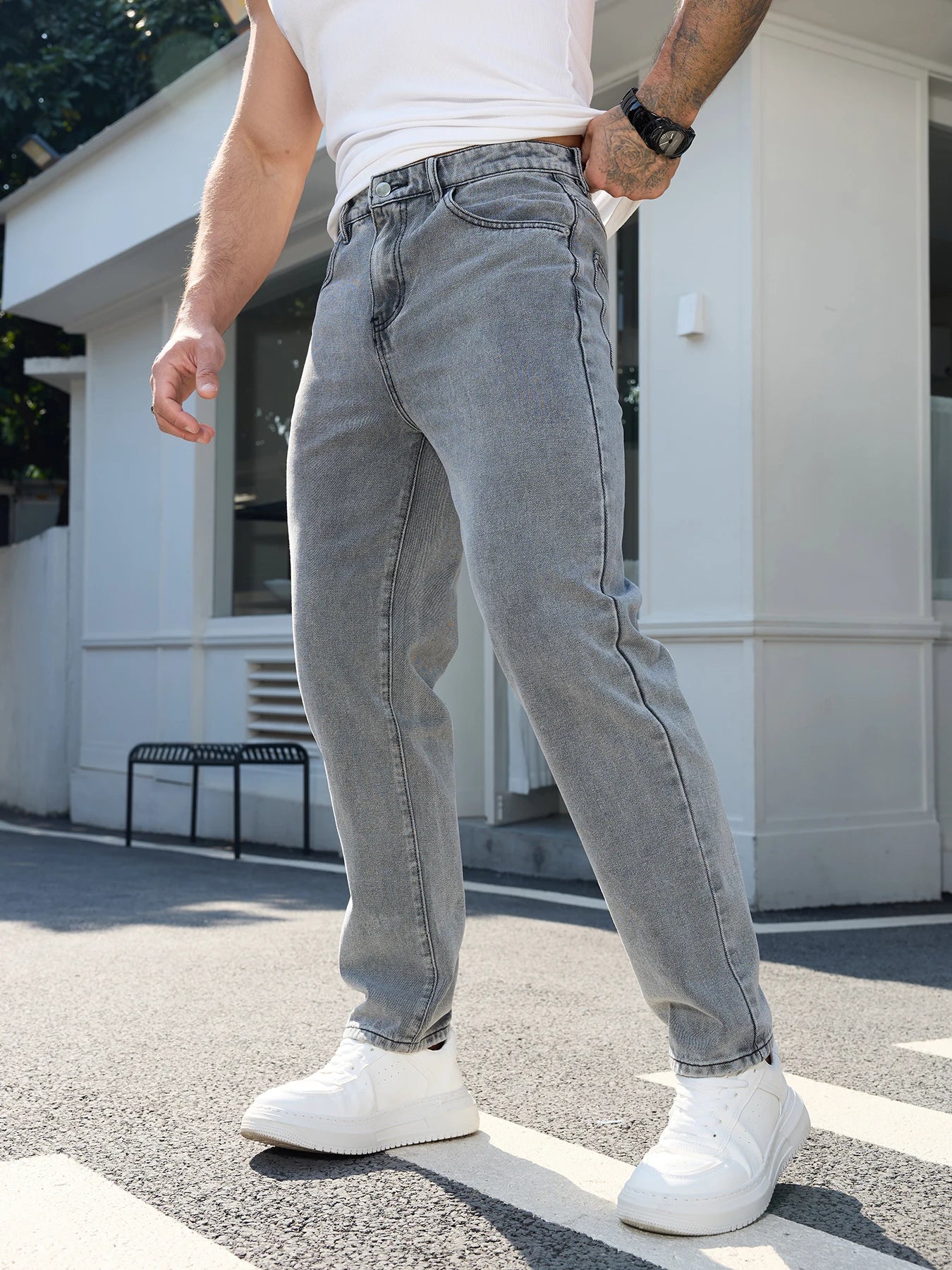 Men's Slim-Fit Gray Jeans