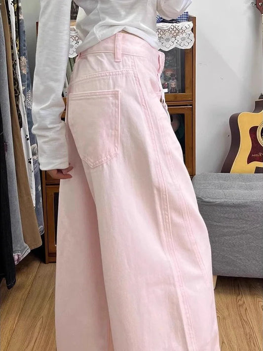 Women's Curvy Y2K Jeans - Baggy Cropped Pastel Colored