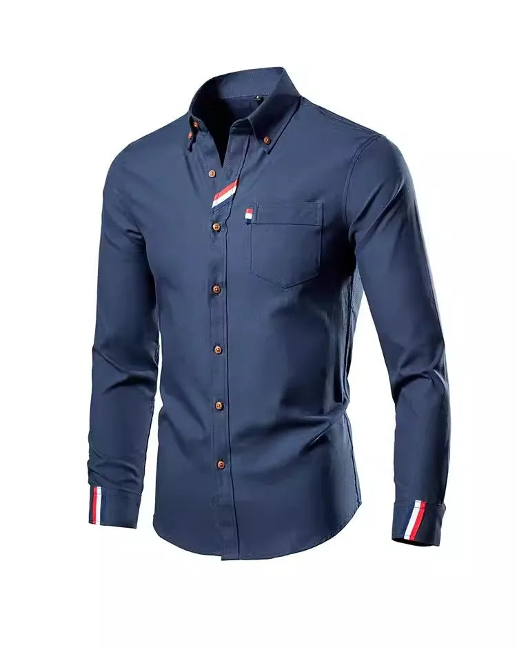 Men's Slim Fit Striped Long Sleeve Shirt