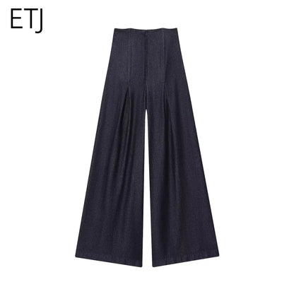 ETJ 2025 Women's New Street Fashion Ultra High Waist Wide Leg Jeans