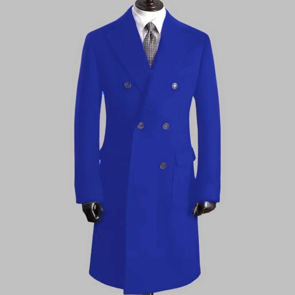 Men's Trench Coat - Notched Lapel Double-Breasted Jacket