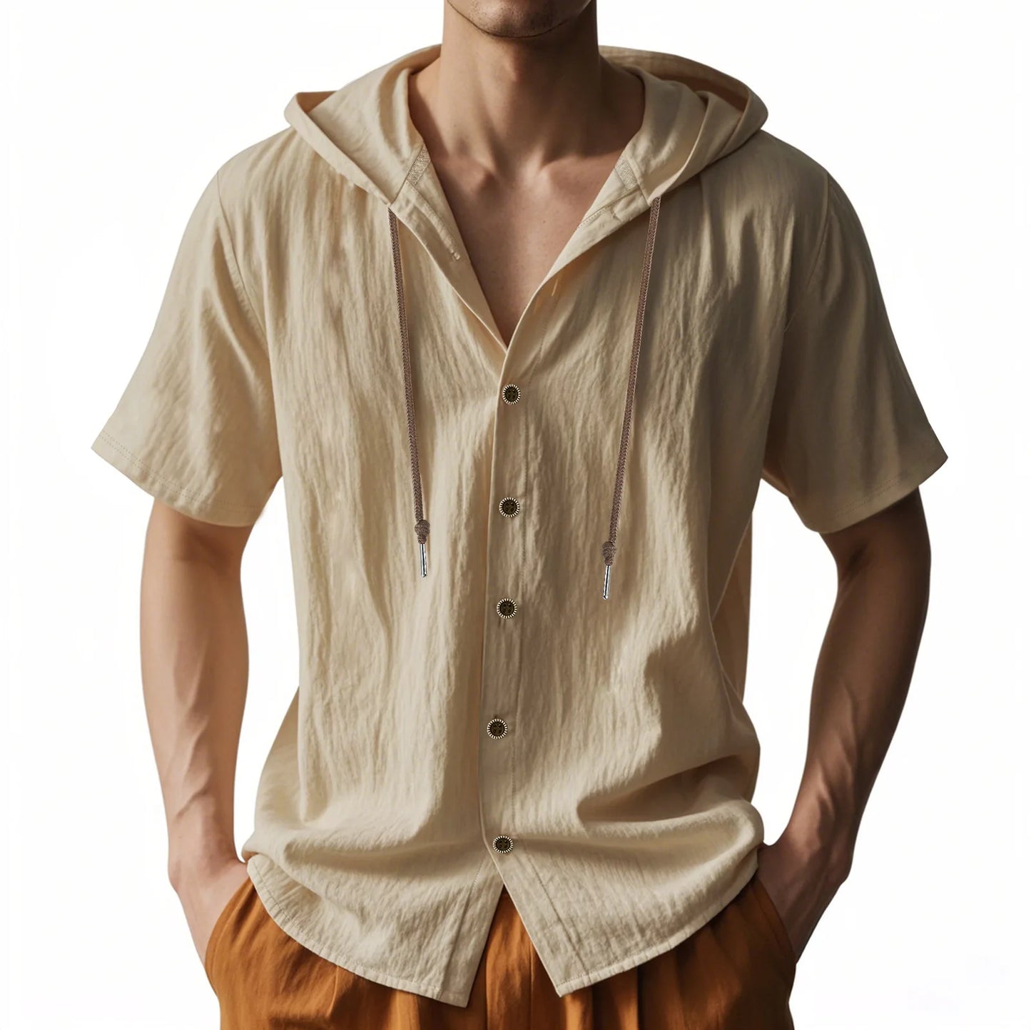 Men's Linen Short Sleeve Beach Shirt