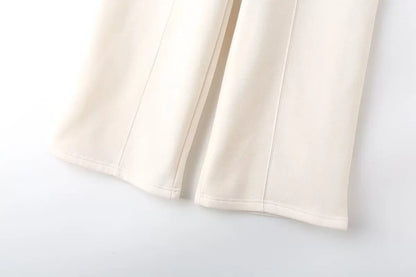 HH Women's Fall 2-Piece Retro Bomber Jacket + Wide Leg Pants Streetwear