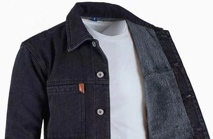 Men's Wool-Lined Denim Jacket - Winter