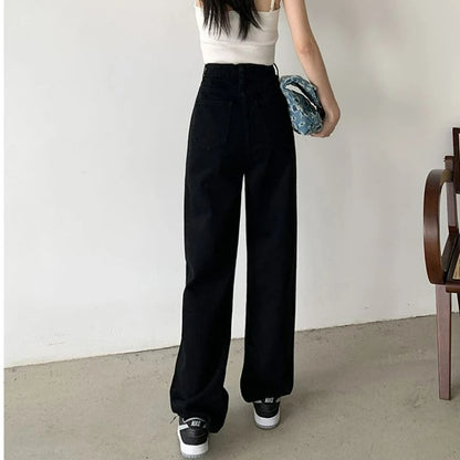 Women Denim Jeans 2025 Autumn Winter High Waist Wide Leg