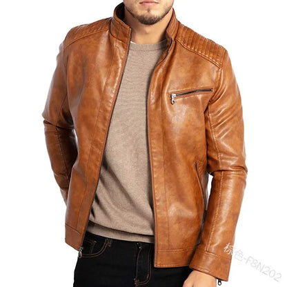 Leather Jacket Streetwear Casual Blazer Jackets Men Leather Suit Jacket Slim Blazer Pu Coat Fashion Male Outerwear Zipper Coat